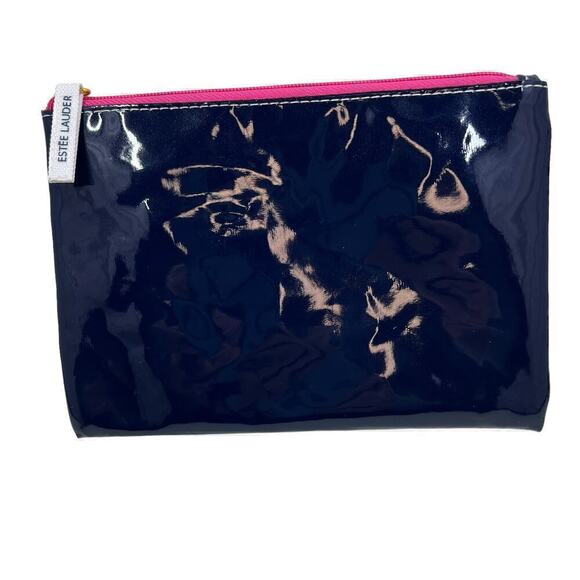 Estee Lauder Waterproof Cosmetic Bag Navy Blue and Hot Pink - Picture 1 of 6